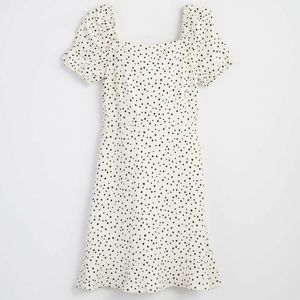 Loft Dotted Tie Back Flare Dress